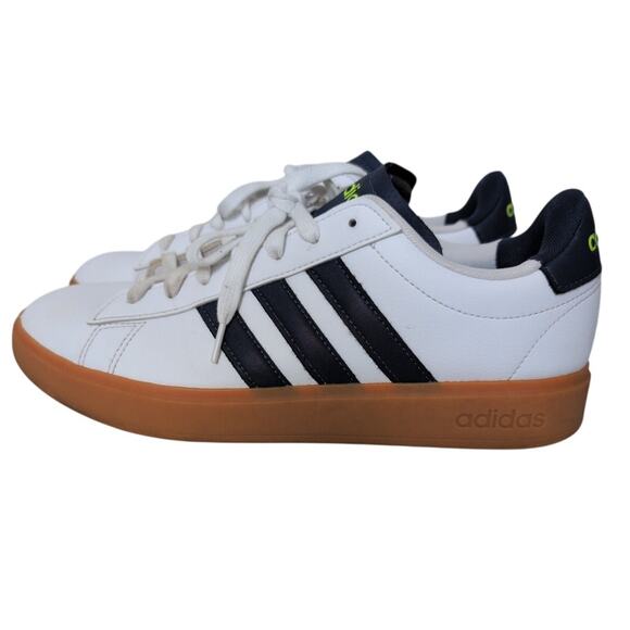 Adidas VL Court 2.0 Mens Leather Skateboard Sneakers White Navy Blue Size 9 - Picture 2 of 7